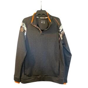 Legendary Whitetails Pullover Shirt Mens Large Gray Camo Hunting Quarter Snap